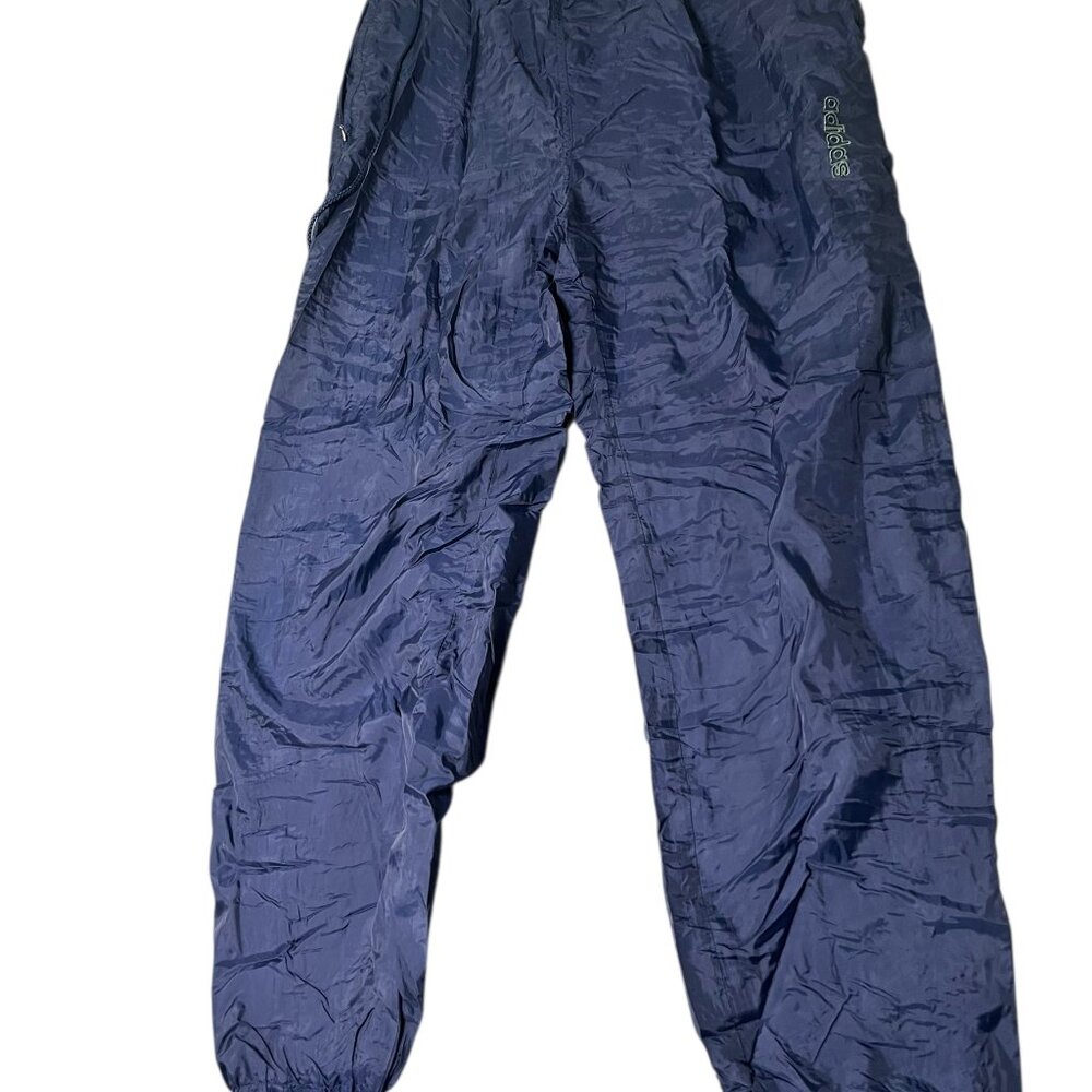 Vintage Adidas Track Pant Mens Size XL Blue 100% Nylon Elastic Waist Lightweight